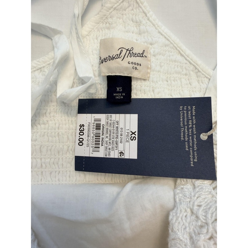Universal Thread Dress Womens XS White Crochet Bodice Maxi Sundress Boho‎ Lined - Picture 7 of 9